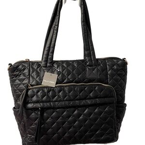 Falls Creek Quilted Nylon Bag Black - NWT - Sz 6”D x 12”T x 15”W - Strap 9.5”